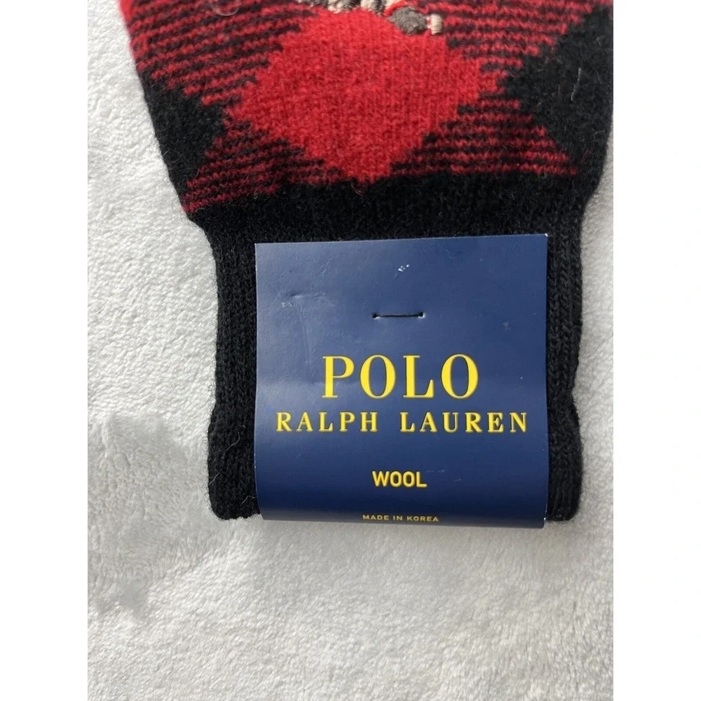 POLO RALPH LAUREN Sock Men Size 10-13 Hunting Dog Embroidered Red Diamond Check